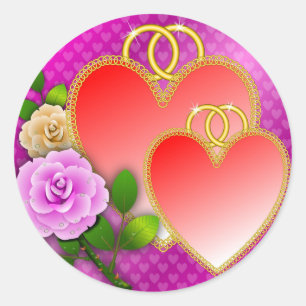 Sticker Rond Love Hearts Saint Valentin