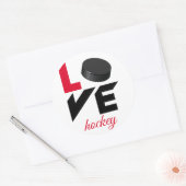 Sticker Rond Love hockey (Enveloppe)