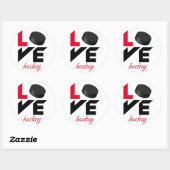 Sticker Rond Love hockey (Feuille)