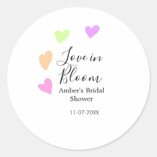 Sticker Rond Love in Bloom colorful heart bridal shower name da