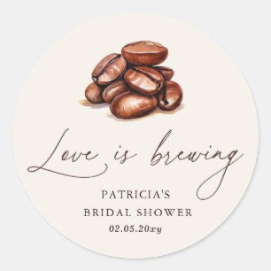 Sticker Rond Love is Brewing Coffee Beans Enterrement de Vie de