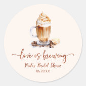 Sticker Rond Love Is Brewing Coffee Beans Enterrement de Vie de (Devant)