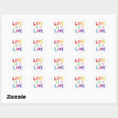 Sticker Rond LOVE IS LOVE Colorful Rainbow Handlettering Set (Feuille)