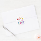 Sticker Rond LOVE IS LOVE Colorful Rainbow Handlettering Set (Enveloppe)
