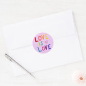 Sticker Rond LOVE IS LOVE Rainbow Handlett Set de (Enveloppe)