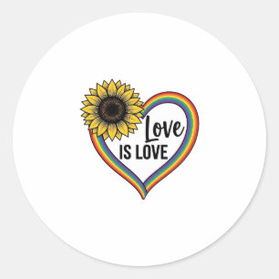 Sticker Rond Love Is Love Tournesol Cœur Vintage Vector T-Shirt