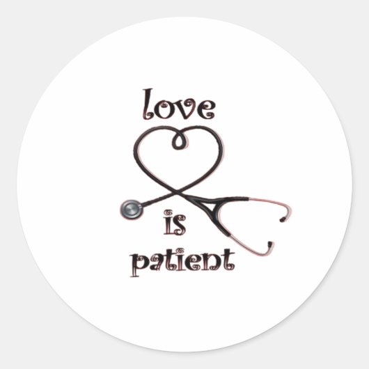 Sticker Rond Love Is Patient Clean Layout (Devant)