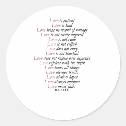 Sticker Rond Love Is Patient Elegant Style  (Devant)