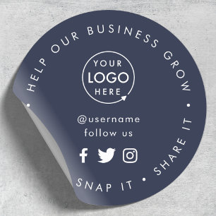 Sticker Rond Love It Snap It Share It Marine Blue Logo Busine