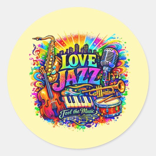 Sticker Rond Love Jazz - feel the music (Devant)