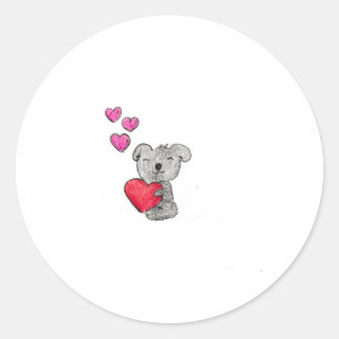 Sticker Rond Love Koala Bear