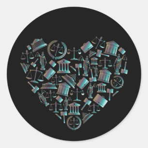 Sticker Rond Love Law - Minimaliste Lunaire Vert Coeur