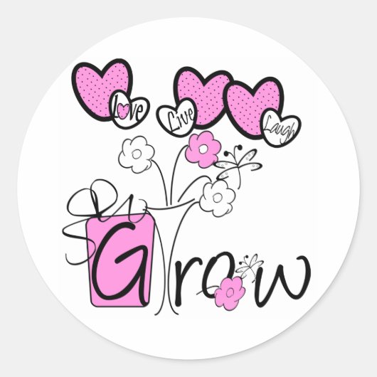 Sticker Rond Love Live Laugh Grow (Devant)
