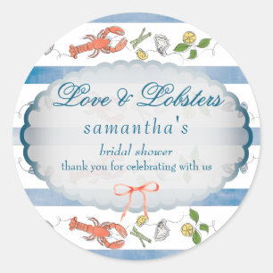 Sticker Rond Love & Lobster Coquette Bow Mariage Fête des marié