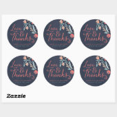 Sticker Rond Love & Merci Bluish Chalkboard Floral Mariage (Feuille)