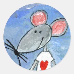 Sticker Rond Love Mouse