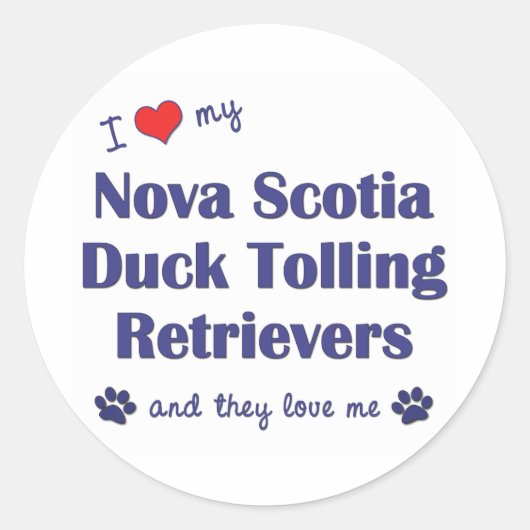 Sticker Rond Love My Nova Scotia Duck Tolling Retrievers (Ils) (Devant)