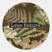 Sticker Rond Love Nature Leafs and Ferns (Devant)