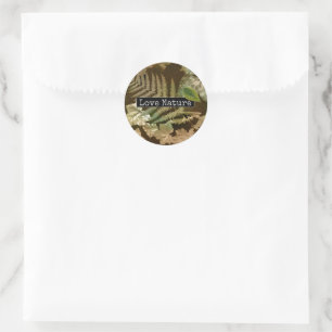 Sticker Rond Love Nature Leafs and Ferns