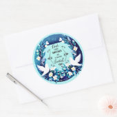 Sticker Rond Love One Another Blue and White Doves (Enveloppe)