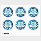 Sticker Rond Love One Another Blue and White Doves (Feuille)