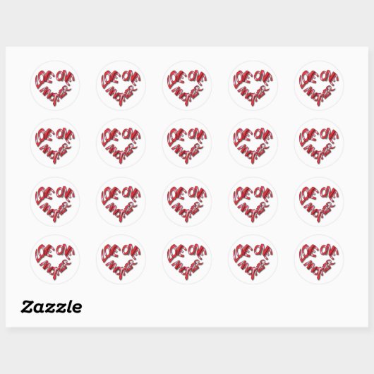 Sticker Rond Love One Another - Heart Shape graphique brillant (Feuille)