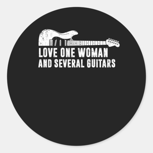 Sticker Rond Love One Women Et Plusieurs Guitares Guitariste Sa (Devant)