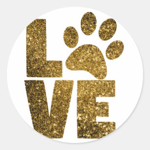 Sticker Rond Love paw-print