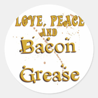 Sticker Rond Love Peace & Bacon Grease