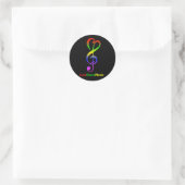 Sticker Rond Love peace music hippie treble clef (Sac)