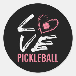 Sticker Rond Love Pickleball Coeur Pickle Ball Femmes Filles En