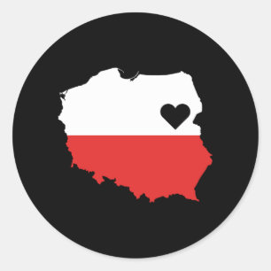 Sticker Rond Love Pologne Cadeau Polonaise Pride Coeur