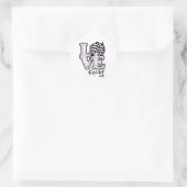 Sticker Rond Love Racing ; drapeau À damiers (Sac)