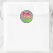 STICKER ROND LOVE RED GOLDEN VERT (Sac)