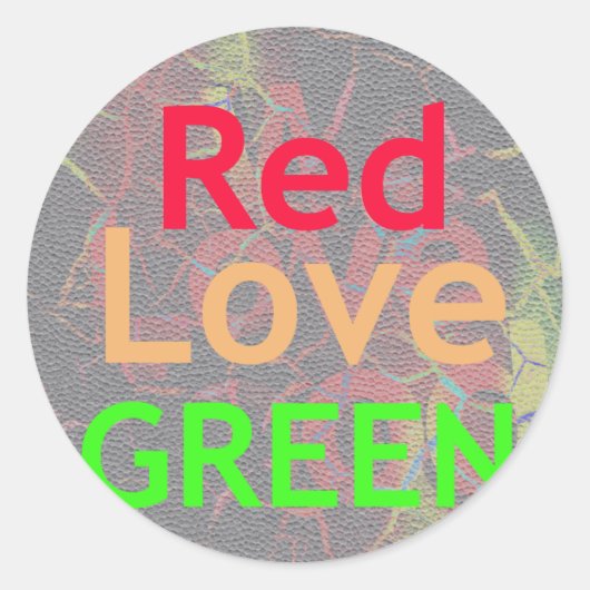 STICKER ROND LOVE RED GOLDEN VERT (Devant)