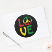 Sticker Rond LOVE Reggae with peace symbol (Enveloppe)