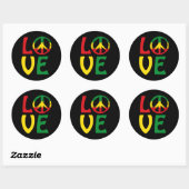 Sticker Rond LOVE Reggae with peace symbol (Feuille)