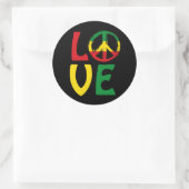 Sticker Rond LOVE Reggae with peace symbol (Sac)