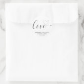 Sticker Rond Love romantique noir et blanc Mariage de typograph (Sac)
