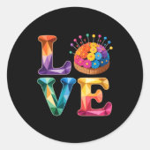 Sticker Rond Love Sewing Quilting N Cushion Rainbow Crafter Wom (Devant)
