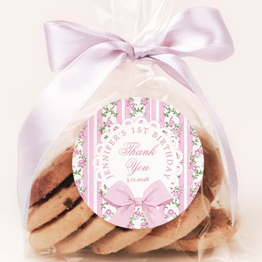 Sticker Rond Love Shack Fancy One Floral Coquette Bow Anniversa