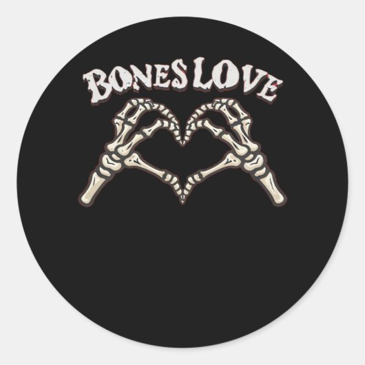 Sticker Rond Love Skeleton Hand Classic (Devant)