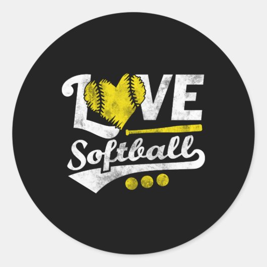 Sticker Rond Love Softball For N Et Softball (Devant)