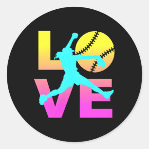 Sticker Rond Love Softball N