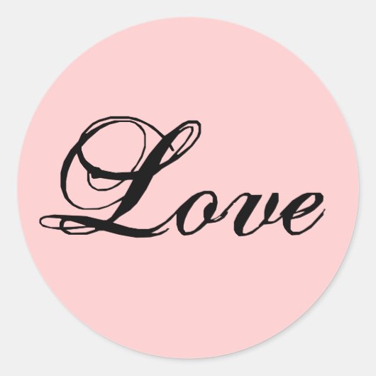 Sticker Rond Love Sticker_Black sur Baby Pink (Devant)