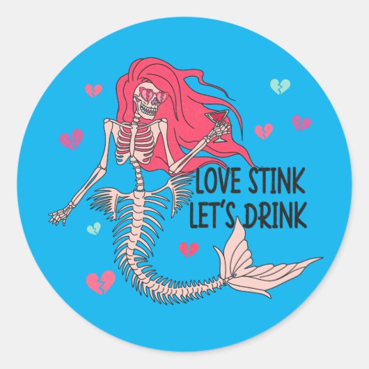 Sticker Rond Love Stink Buvons Drôle (Devant)