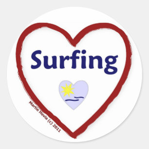 Sticker Rond Love Surfing