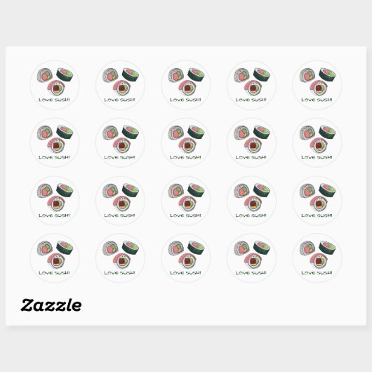Sticker Rond Love Sushi (Feuille)