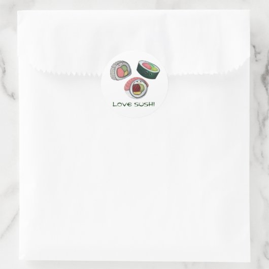 Sticker Rond Love Sushi (Sac)