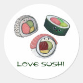 Sticker Rond Love Sushi (Devant)